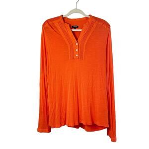 J. Peterman Size‎ XL Blouse Top Orange Button Light Breathable Career Casual